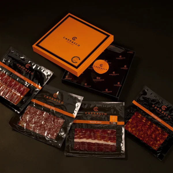 Caja Especial Surtido de embutidos ibéricos loncheados. De Bellota 100% ibéricos (4x100g)